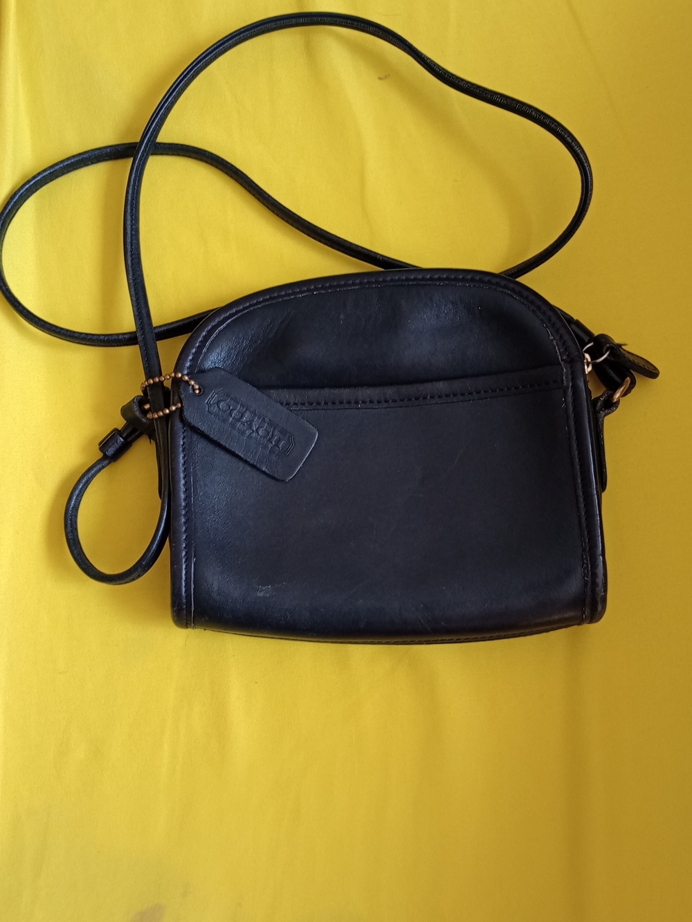 Coach Black Leather Crossbody Bag with Logo Tag
